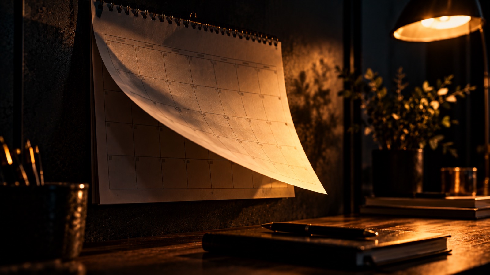 Un calendrier mural dont une page se tourne