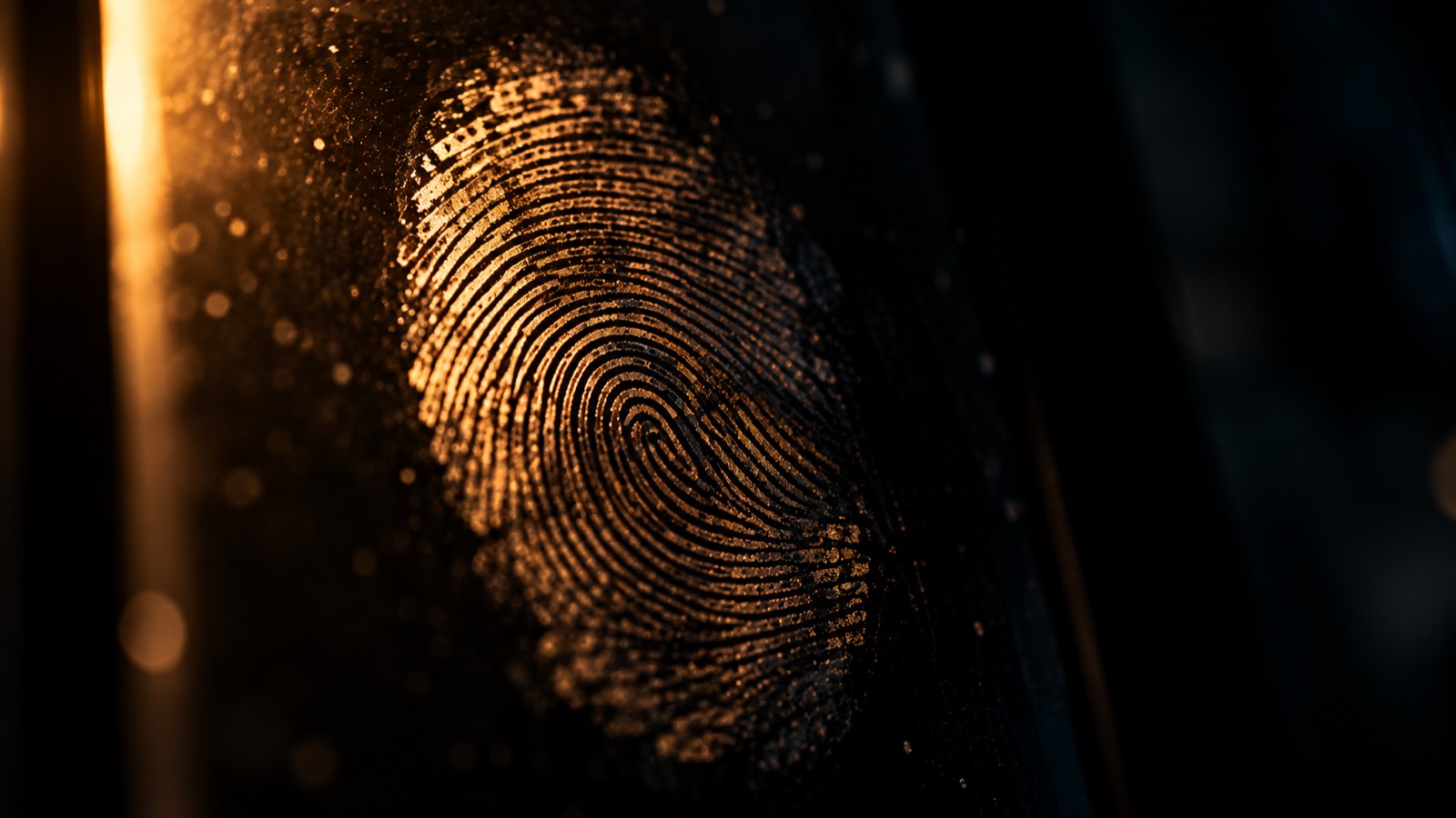 Une empreinte digitale sur du verre sombre